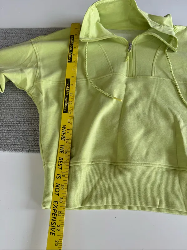 Old Navy Neon Highlighter Yellow Funnel Neck Half Zip Sweatshirt Sz Medium - Image 8