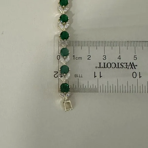 14K Gold Plated Womens Bracelet Icy Green &‎ Clear C. Zirconia Oro Laminado 7'' - Image 5