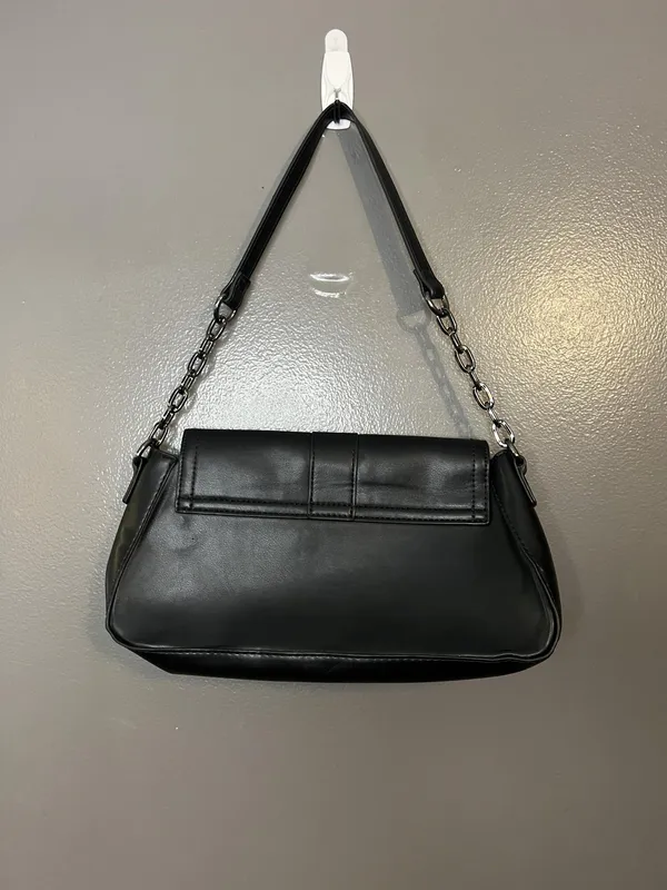 Forever 21 Shoulder Bag Womens Small Black Faux Leather Chain Strap Purse - Image 6