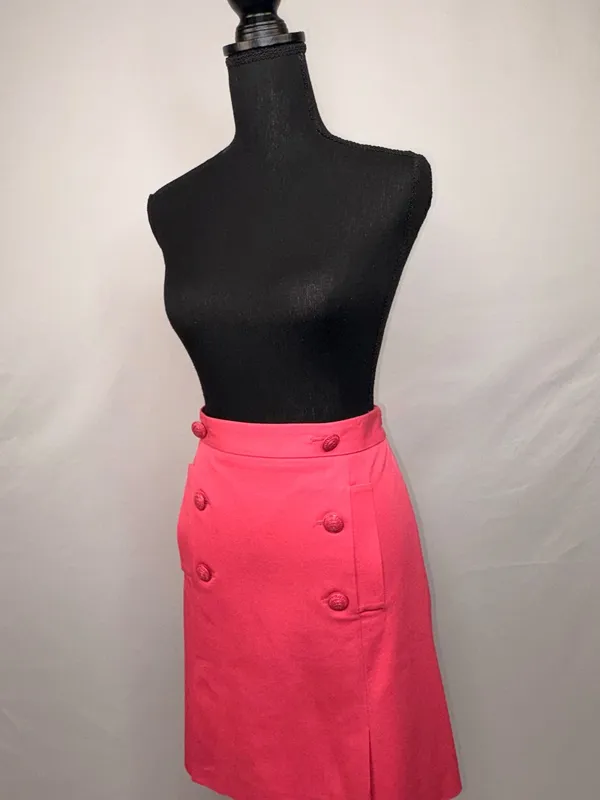Brooks Brothers Hot Pink Double-Button A-Line Skirt - Image 4