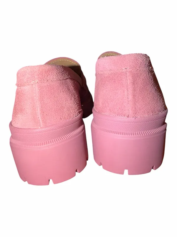 Women's Pink Suede Platform Penny Loafers - Image 3