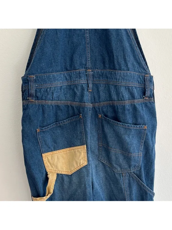 $128 We the Free Free people Carpenter Patched Dungarees jean overalls S - Image 10
