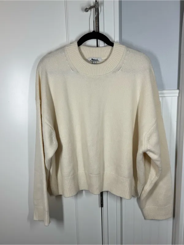 Madewell‎ SoftWool Boxy Crewneck Sweater size XL NT602 NEW heather cloud - Image 2