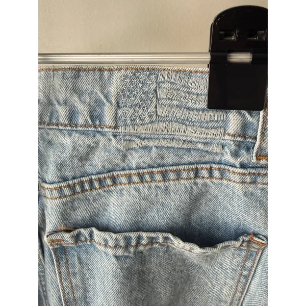 Revice Denim Venus Asymmetrical Crossover High Rise Straight Leg Jeans 27 Light - Image 8
