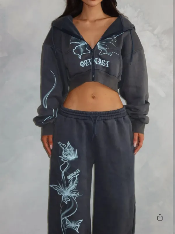 Outcast Clothing Nya Cropped Hoodie Vintage Navy - Image 3