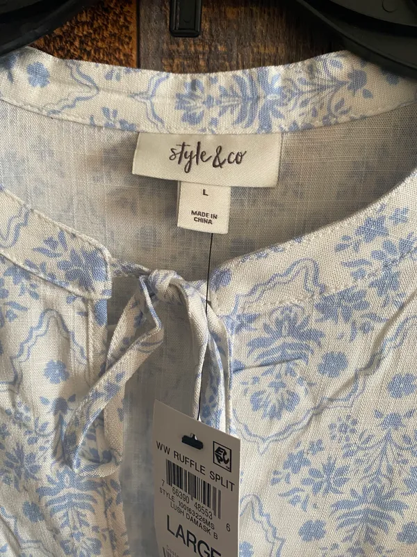 Style & Co womens crinkle gauze ruffled sleeve top size large - Image 3