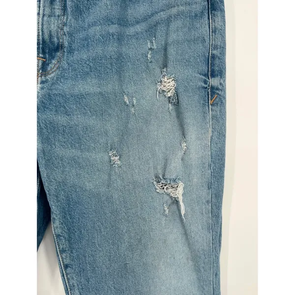 Good American Flare Jeans Women 10/30 Light Wash Distressed Raw Hem High Rise‎ - Image 4