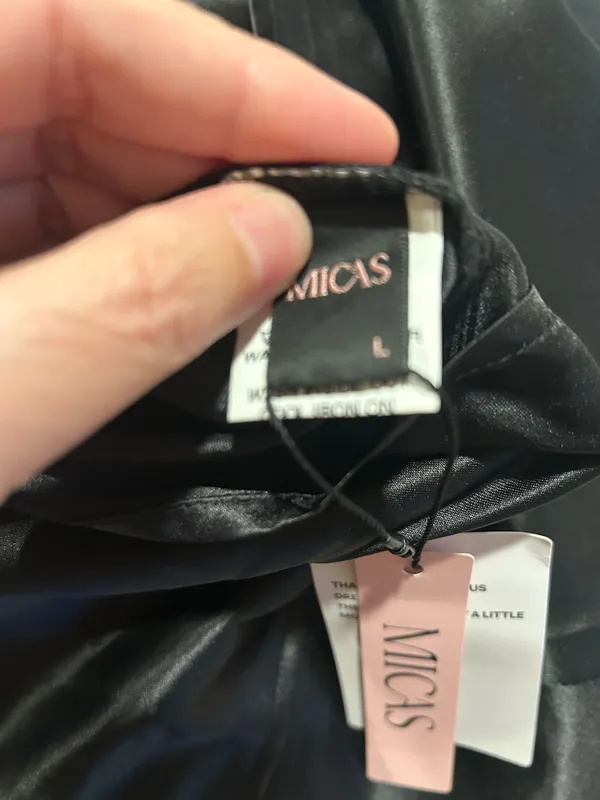 Micas Black Satin Mini Dress - Image 7