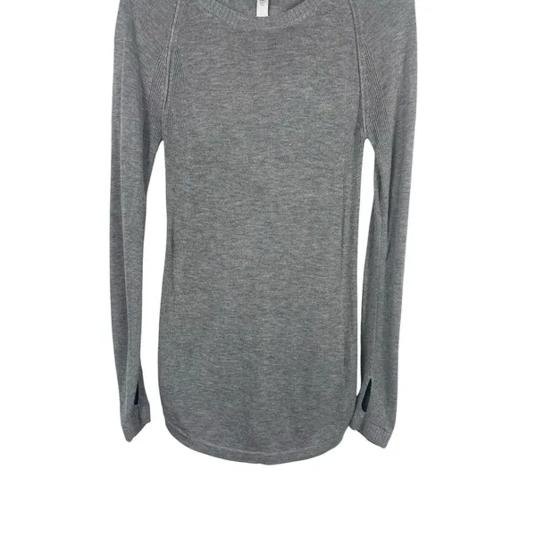 Lululemon Cashmere Blend Sweater Tunic Gray Size 2 Lightweight Thumbholes - Image 4