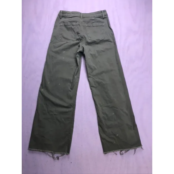 Kut‎ From The Kloth Meg Wide Leg Women 8 Olive Green Bleach Splatter - Image 8