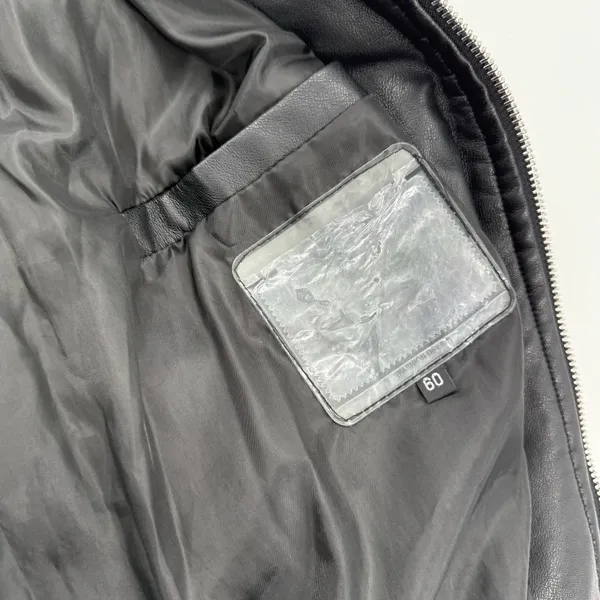 Faux Leather Bomber Jacket Quilted Coat Puffer Jacket Padded Jacket Winter Lined Black Size M - Image 4