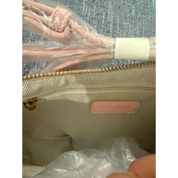 Soft vegan Leather Sling Bag Womens Small Blush Pink Crossbody Zip cute casual - Image 4