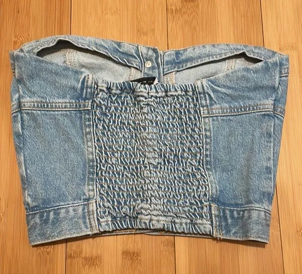 Zara Denim Strapless Top - Image 2