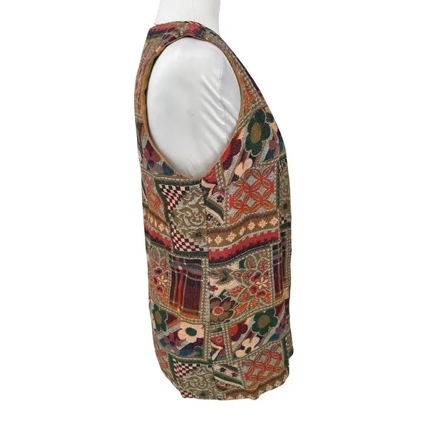 Vintage Saks Fifth Avenue Vest Womens S/M‎ Tapestry Boho Festival Retro Granny - Image 3