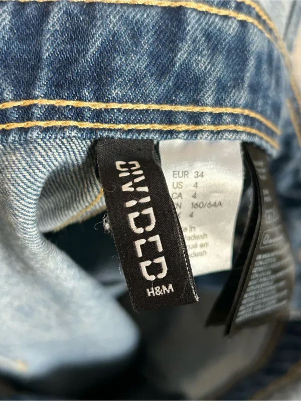 H&M Divided Denim Overall Mini Dress - Medium Wash - Image 6