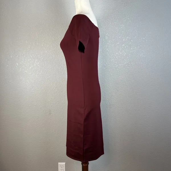 Reformation Bodycon Square Neck Mini Dress Size M Maroon Wine Red‎ Short Sleeve - Image 3