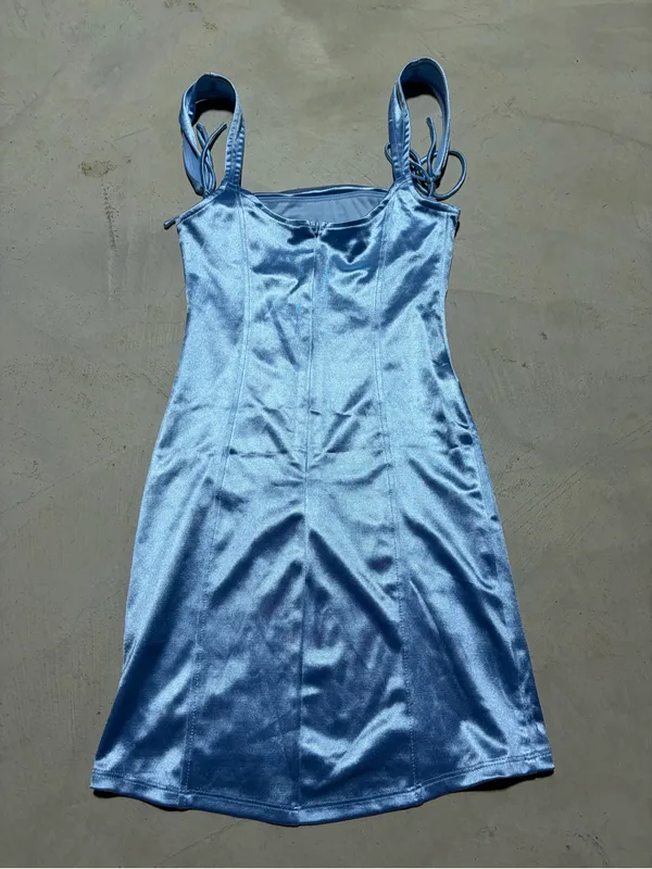 Lucy in the sky Satin Light Blue mini Dress XS - Image 3