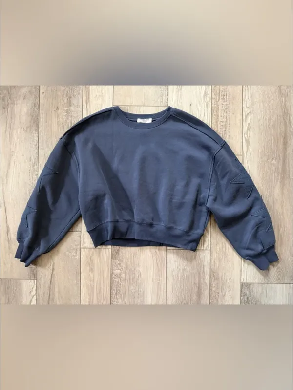 NWT Double Zero Boxy Neutral Lounge Navy Star Patch Crewneck size medium - Image 6