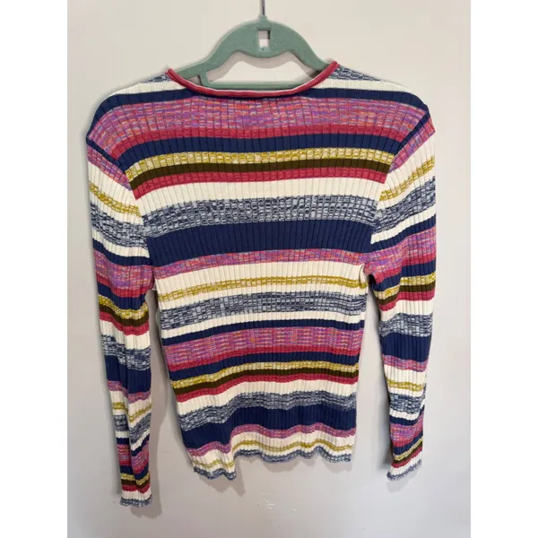 Sundance‎ Striped Ribbed Long Sleeve Top In Multi Women's Size LP - Image 2