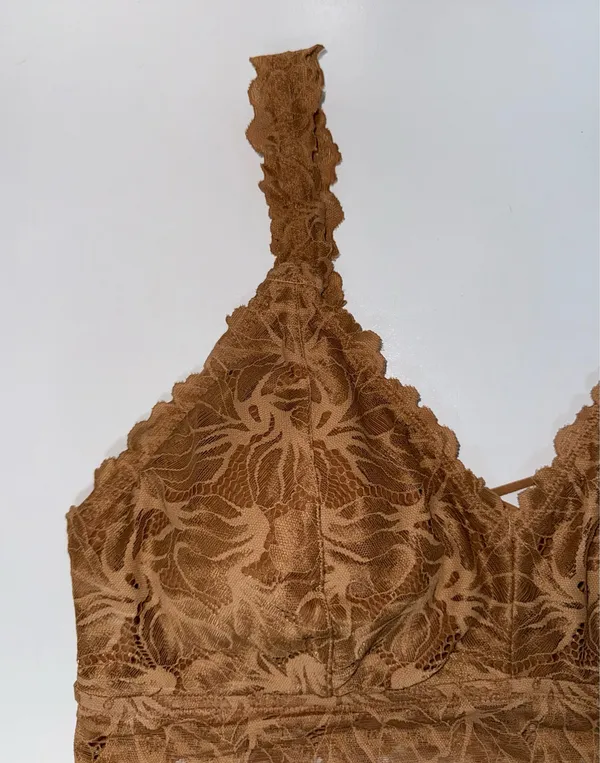 Maurices Lace Criss Cross Back Bralette Brown Plunge Pullover - Image 2