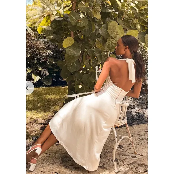 Lulus This is Bliss White Halter Midi Dress size XS NWT - Image 5
