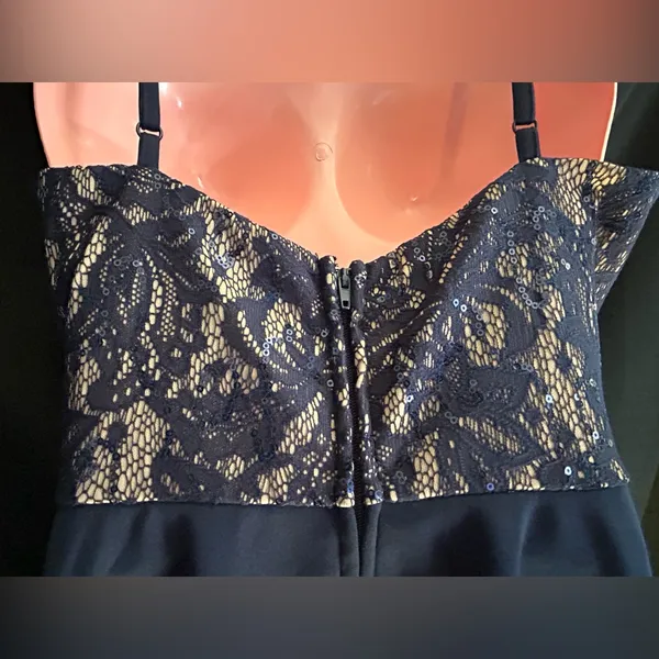 Windsor Juniors Navy Lace & Sequin Bodice Flared Cocktail Party Prom Dress SZ 9 - Image 10