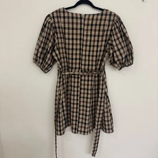 Nasty Gal Checkered Puff Sleeve Mini Dress - Image 3