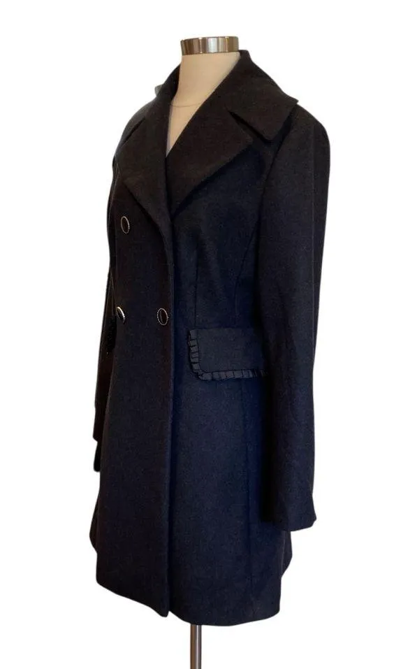Betsey Johnson Wool Longline Coat In Dark Grey Size 8 - Image 7