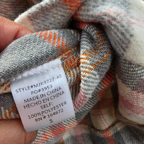 Altard‎ State Plaid Shacket Womens Grey Orange Pink Button Shirt Jacket Small - Image 6