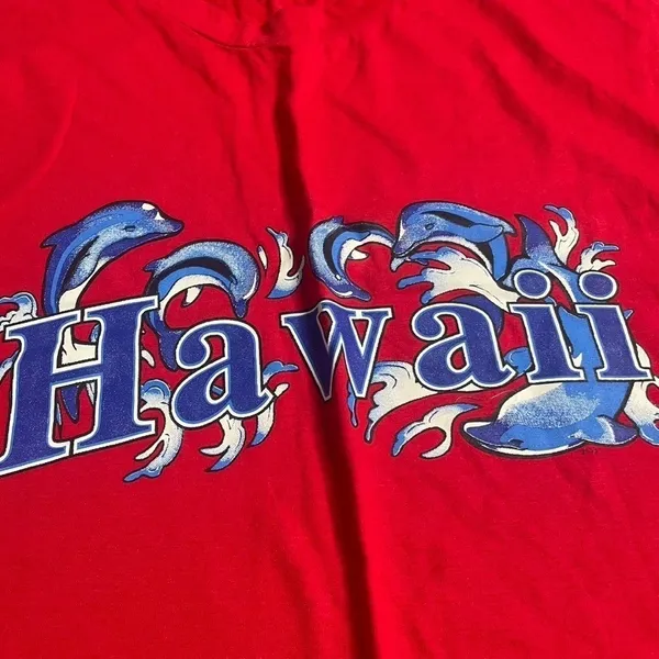 Accord Apparel Inc Hawaii Dolphin T Shirt Red Large Cotton Graphic Tee - Image 2