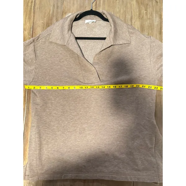 Haven Well Within L Tan Collared Pullover Top‎ Long Sleeve TENCEL Blend Shirt - Image 9