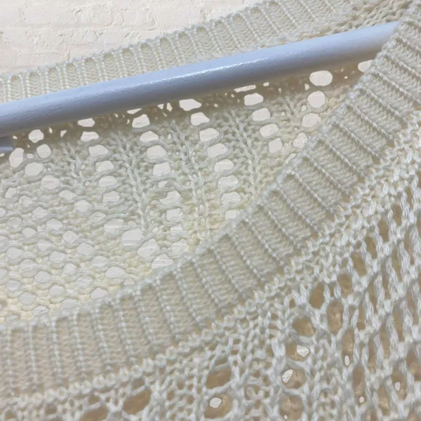 Cream Open Weave Crochet Oversized Slouchy Knit Sweater S - Image 6