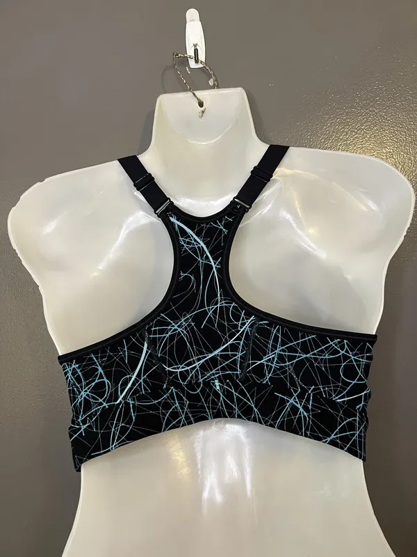 Under Armour Sports Bra Womens Small Black Abstract Print Racerback Padded - Image 4