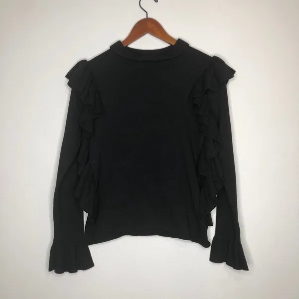 English Factory Ruffle‎ Turtleneck Sweater Black - Image 2