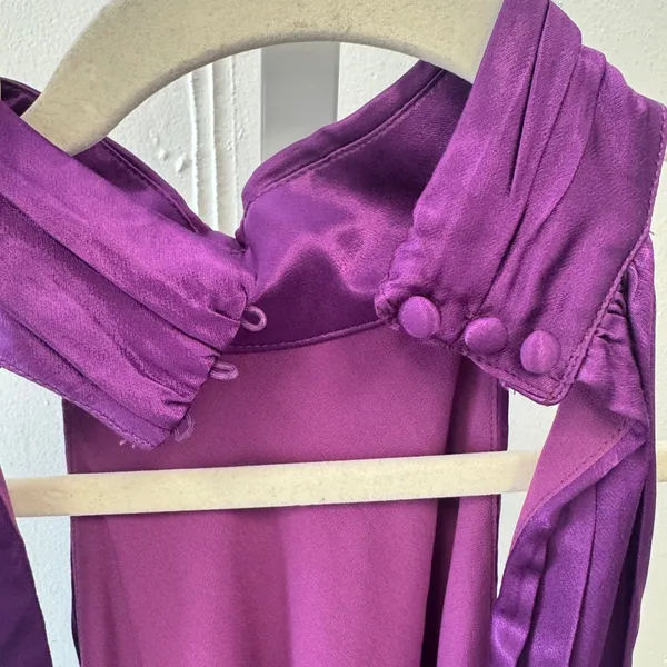 Meshki‎ Purple Satin Halter Mini Dress Open Back Cocktail DR03952WD3 XL Party - Image 7