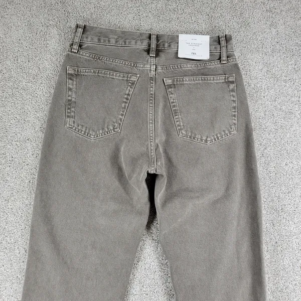 Zara The Straight Cropped Womens Jeans US 4 / EU 36 Khaki Med Wash Mid Rise New - Image 9