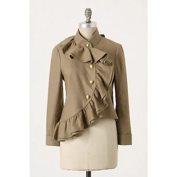 ✨Anthropologie RUFFIAN MISE SCENE Sz 4 Jacket Coat Ruffle Linen Silk✨ - Image 2