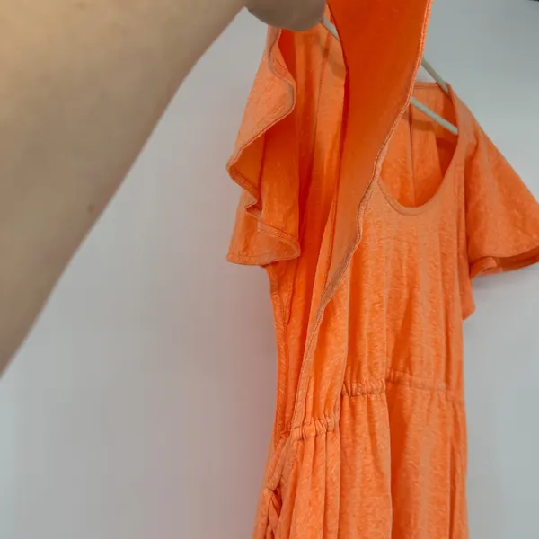 Free People Beach Orange Slub Knit Flutter Sleeve Mini Dress Large - Image 4