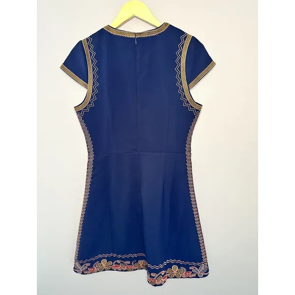 Foxiedox Hadiya Multi Dress Womens Large Navy Blue Embroidered Mini FA500DR - Image 10