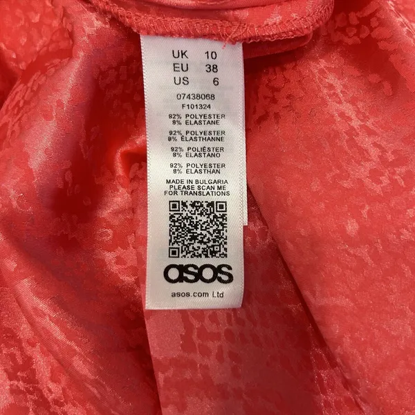 New ASOS Design Women's 6 Small Pink Asymmetrical Hem Midi A Line Skirt Snake‎ - Image 9
