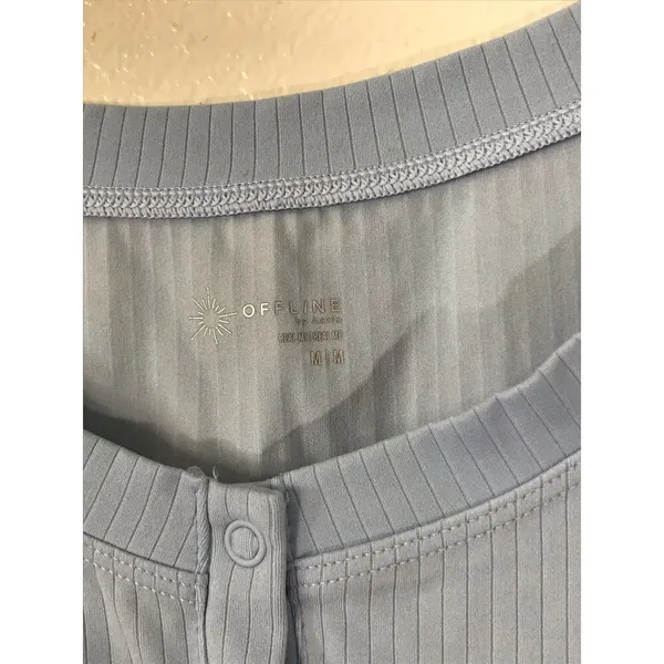 Aerie Offline by Real Me Henley light blue crop tee - Image 3