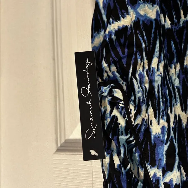French Laundry Womens Large Blue Black Ikat Rayon Drawstring Jogger Pants NWT‎ - Image 4