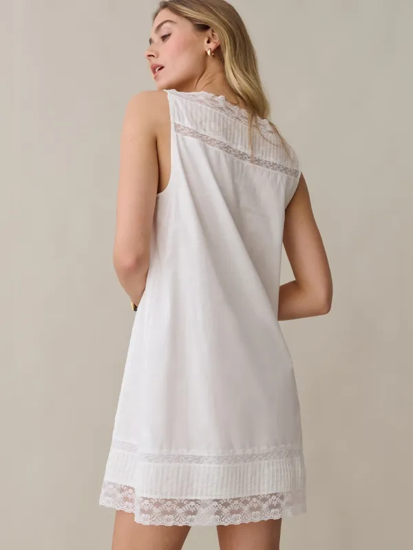 Sorella Size S Lyla White Cotton Lace Trim Mini Dress Few Moda - Image 3