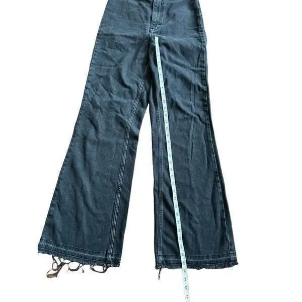 We the Free washed black denim high rise flare raw hem‎ jeans sz 27 - Image 11