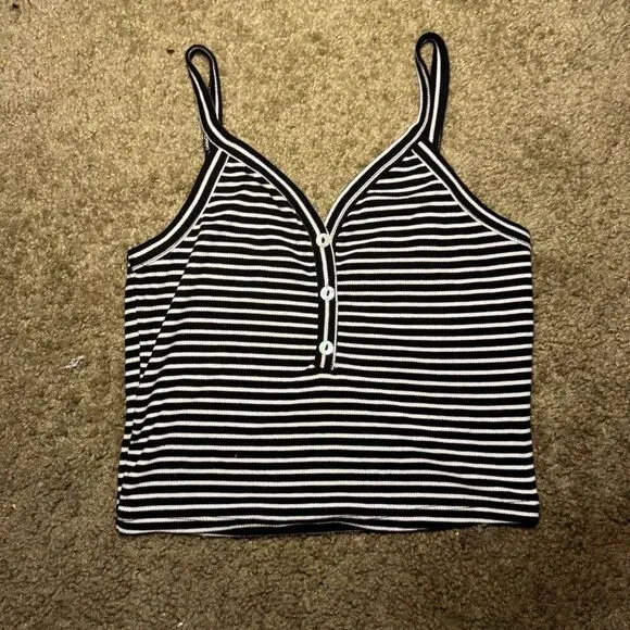 Size Medium Striped Button‎ Down Tank Top - Image 2