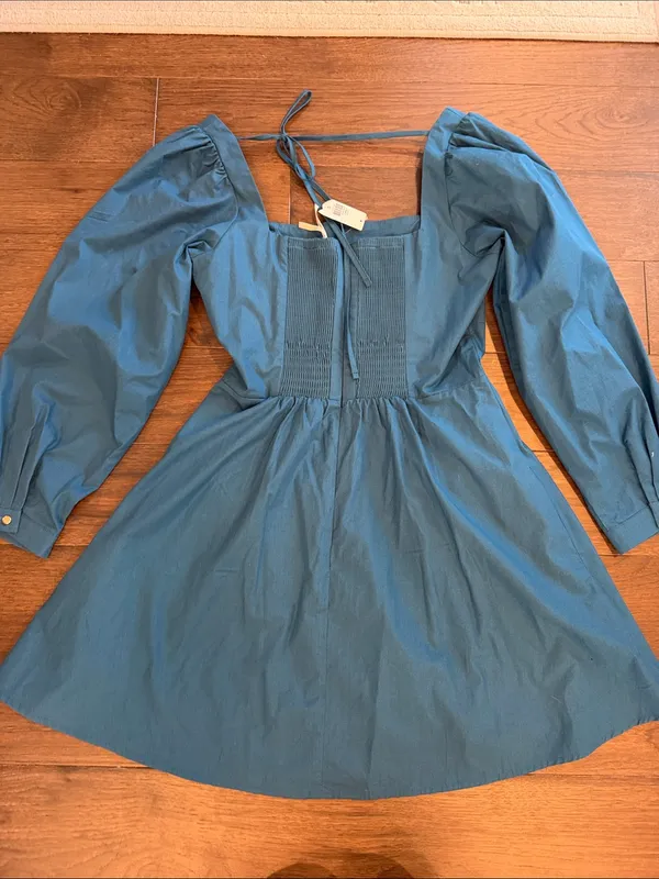 By Anthropologie Long Sleeve Square Neck Poplin Mini Dress Medium NWT - C11-503 - Image 10