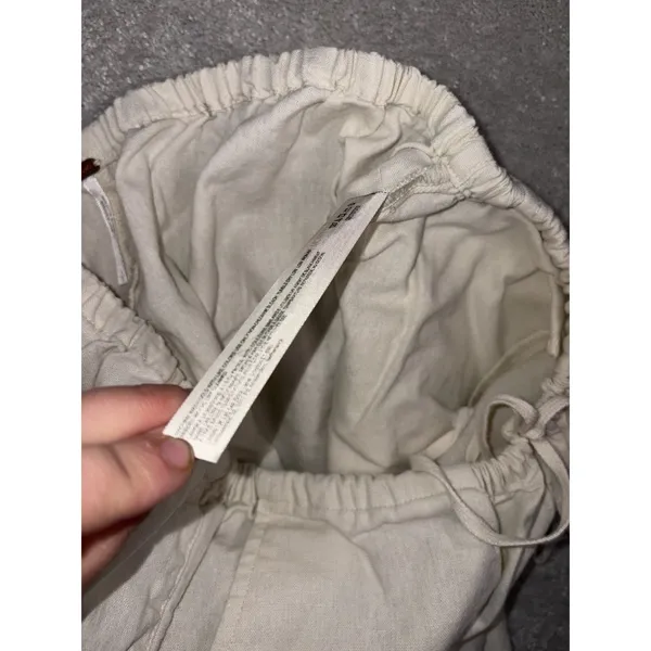 free people linen shorts beige tie waist pockets small Boyfriend‎ Fit - Image 3