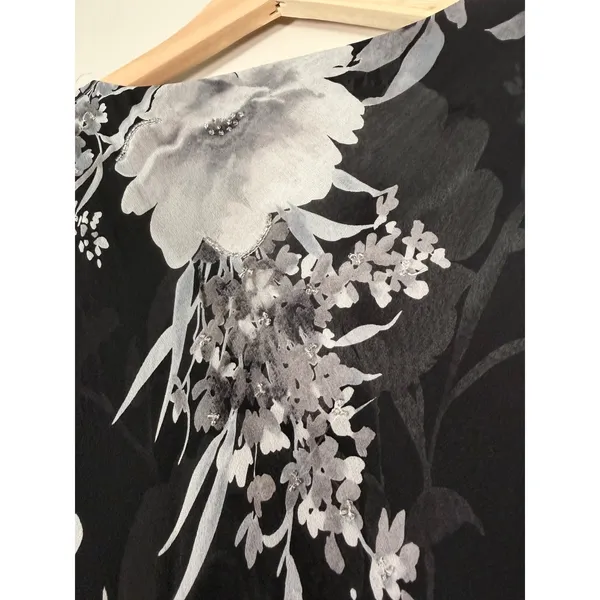 Spenser‎ Jeremy Silk Floral Maxi Dress Black White Beaded Cowl Neck Sz 6 - Image 9