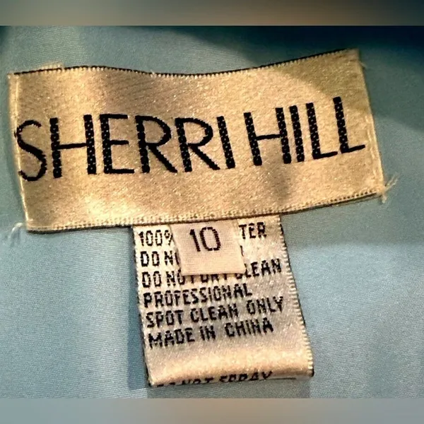 Sherri Hill Beaded Sequin Baby Blue Cropped Satin‎ Low Back Top 10 Prom - Image 6