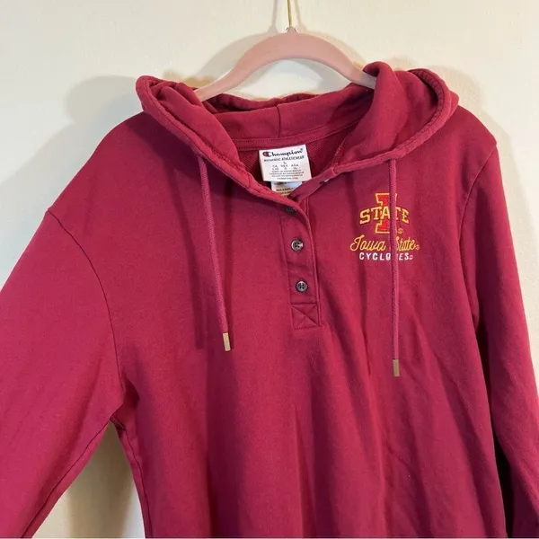✨‎ Champion Women’s Red Quarter Button Iowa State Hoodie Large - Image 6